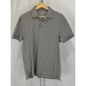 VINCE Mens Slub Cotton Polo Shirt Short Sleeve Collar Casual Gray Size S